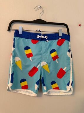 Mini Boden Blue Popsicle Print Swim Shorts